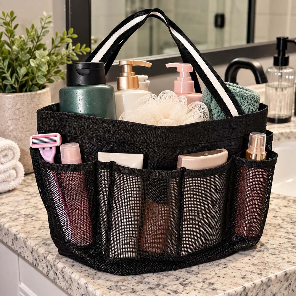 Simply Essential Mesh Shower Tote Black
